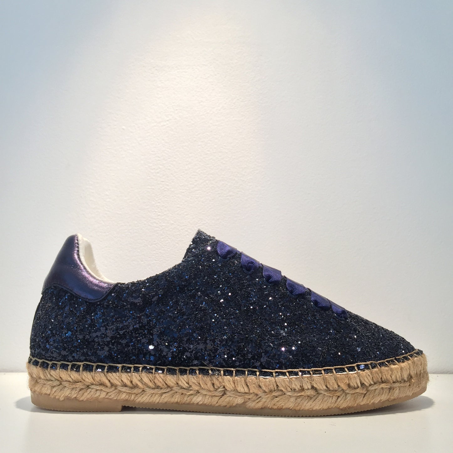 Fashion Blue Glitter Blue Metal Espadrille Sneaker
