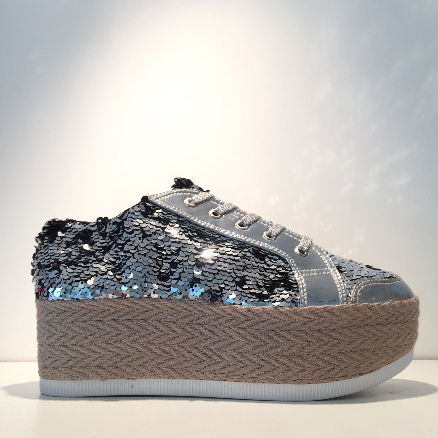 Silver Sequence Fashion Sneaker Platform