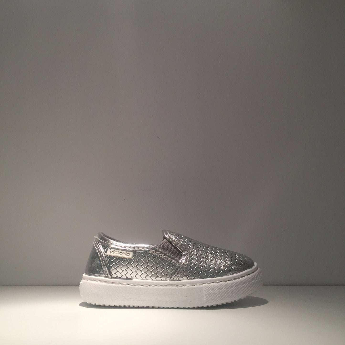 Kid's Fashion Silver Metallic Slip On Sneaker