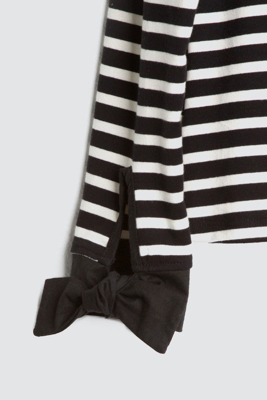 Elegant Striped Pearl Black Sweater