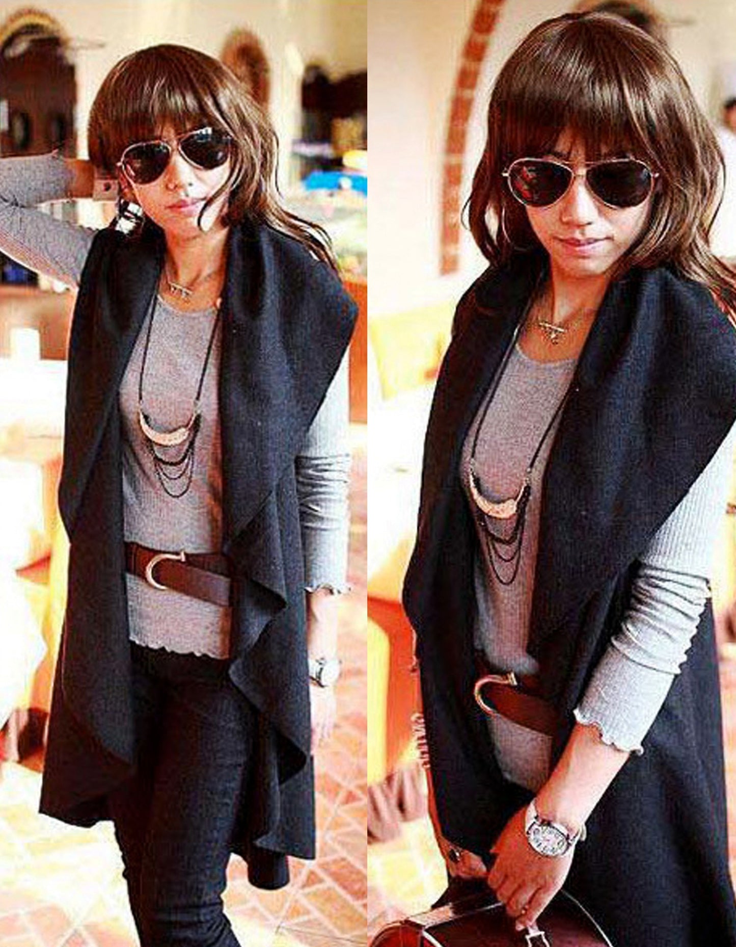 Fashion Black Wool Cape