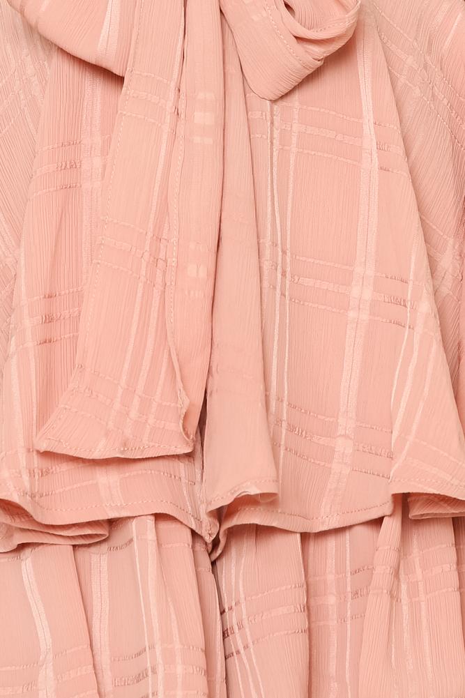 Fashion Strap Blush Checkered Tie-Up Ruffle Romper