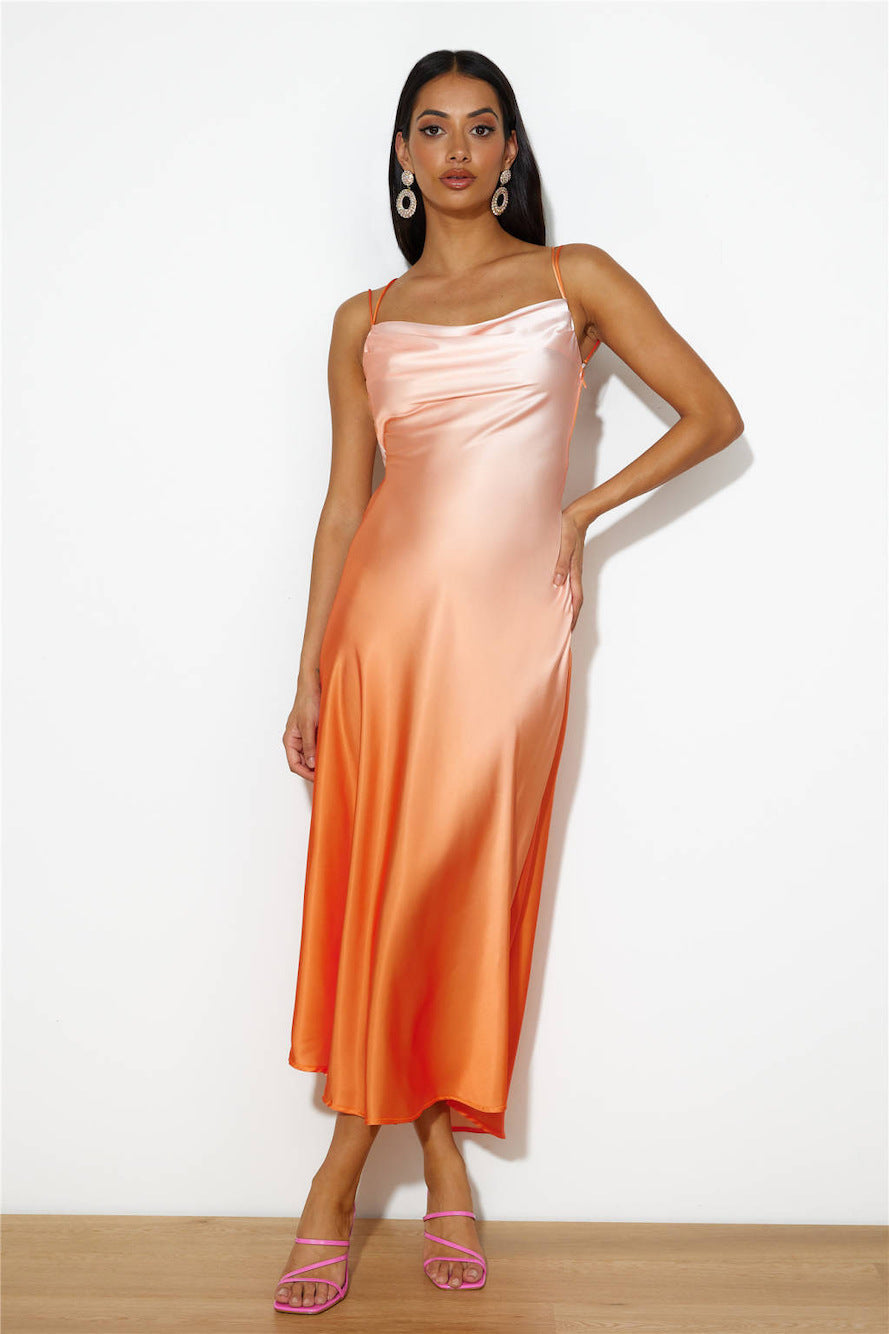 satin watercolor dress Soiree Season Satin Watercolor Maxi Dress VICI