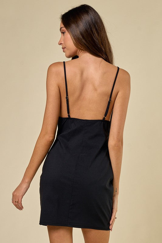 Fashion Black Strap Open-Back Bodycon Dress