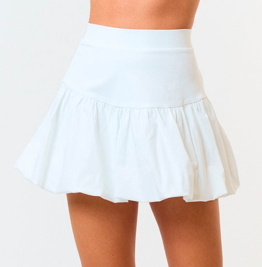 Fashion Off White Bubble Flare Mini Skirt