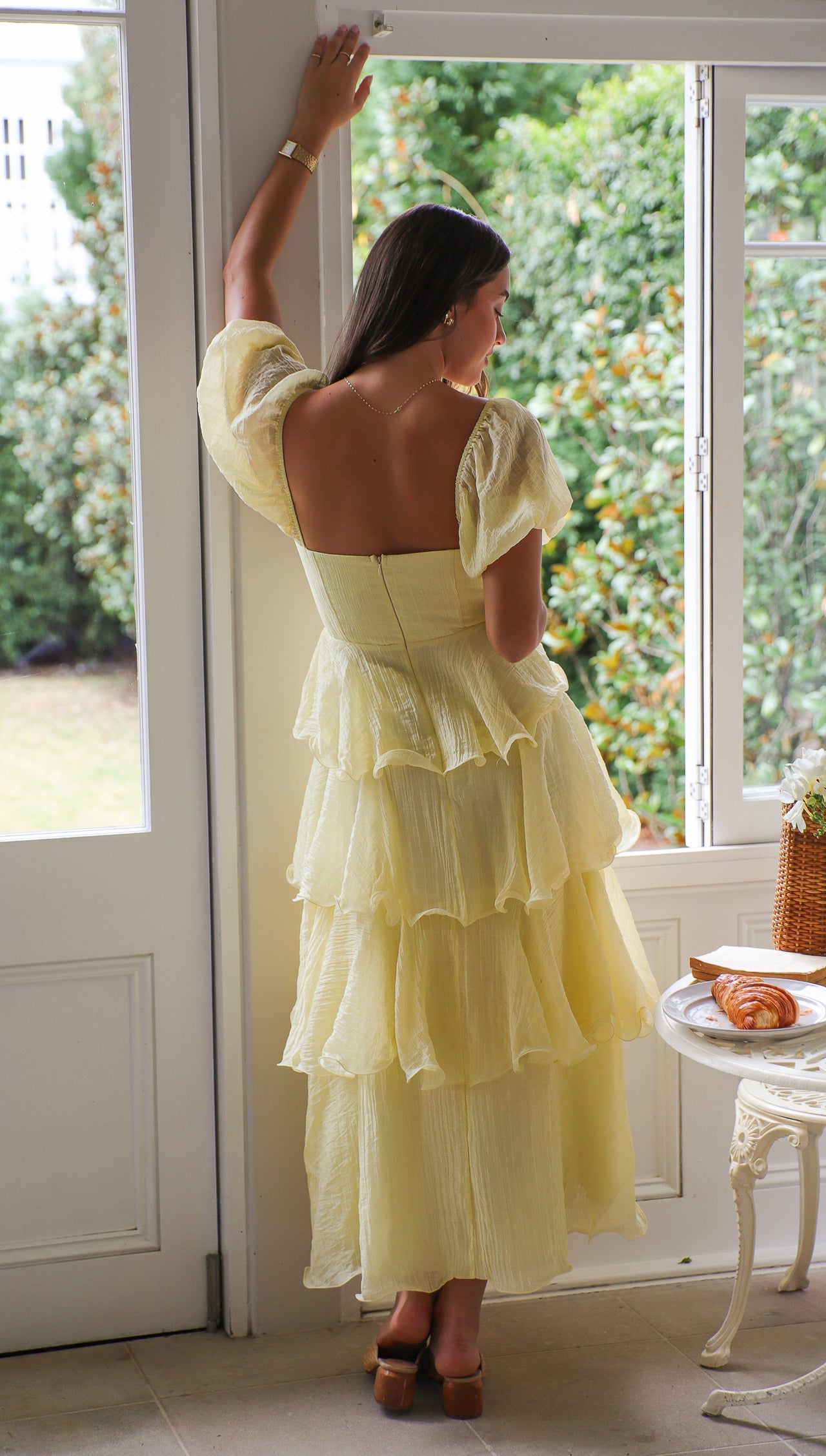 Fashion Summer Off Shoulder Lemon Ruffle Layered Maxi Dress