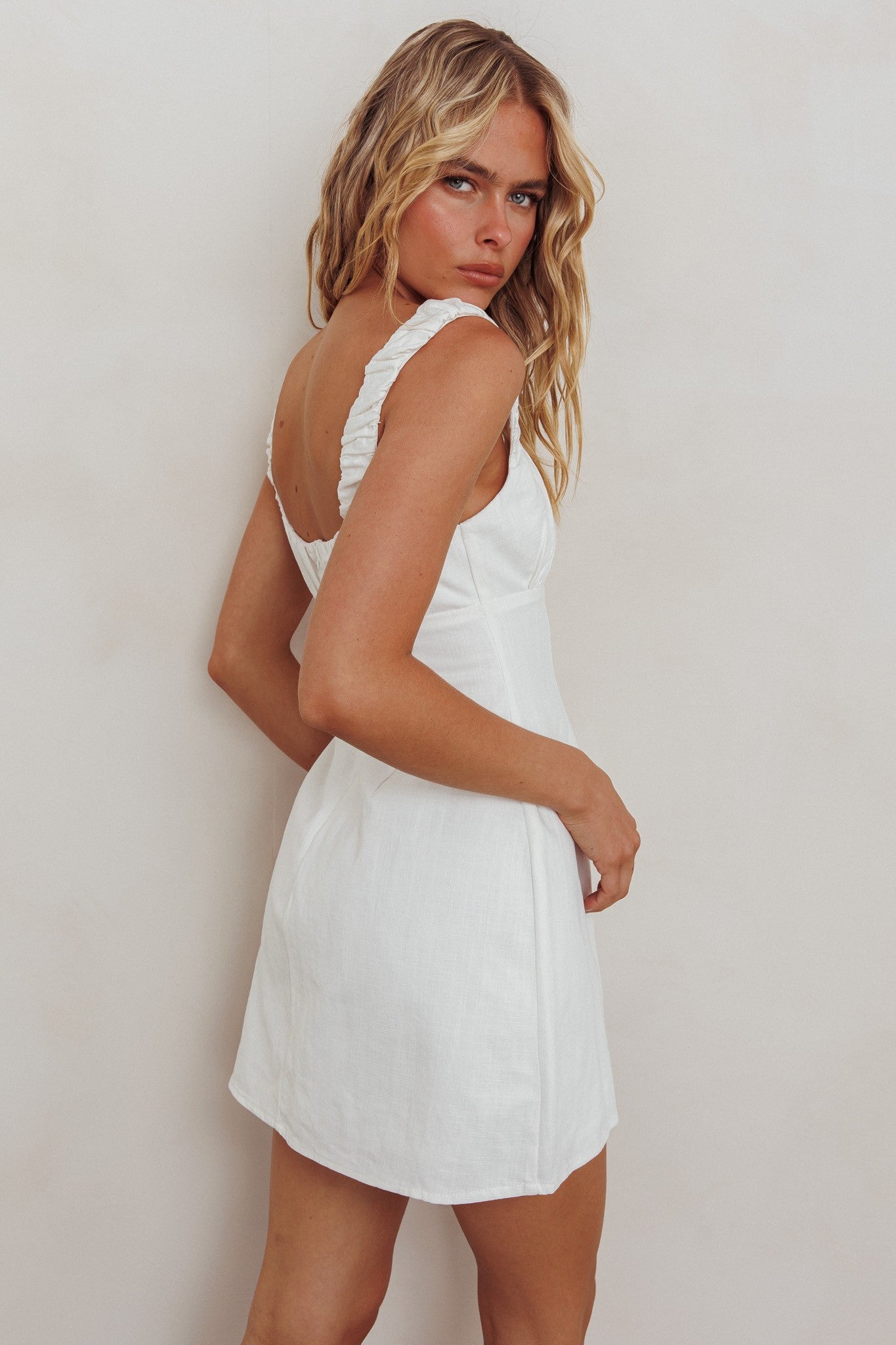 Fashion Summer Strap White Ruffle Corset Dress