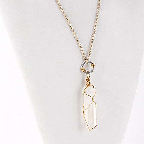 Elegant Crystallized Stone Long Necklace