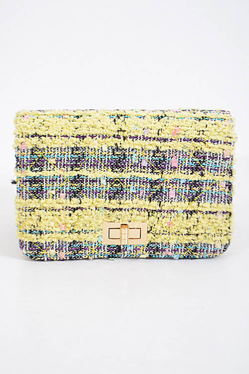 Fashion Yellow Handbag with Stitched Detail
