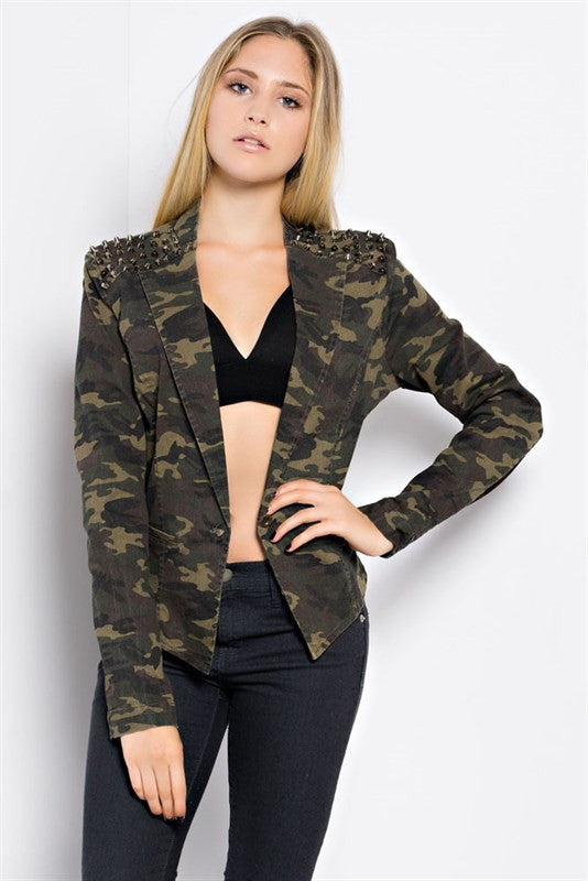 Fashion Army Slim Jacket with Metallic Stud Shoulder Detail