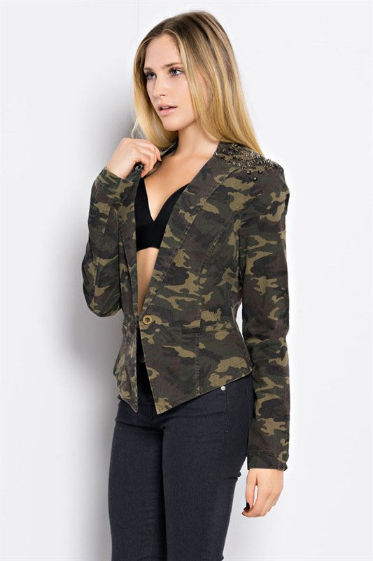 Fashion Army Slim Jacket with Metallic Stud Shoulder Detail