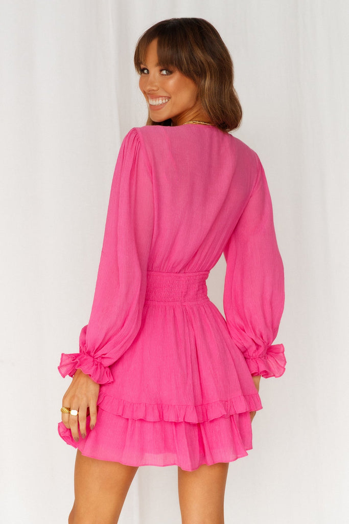 Ruffled Tulip Sleeve V Neck Top in Hot Pink – RileyRae Boutique