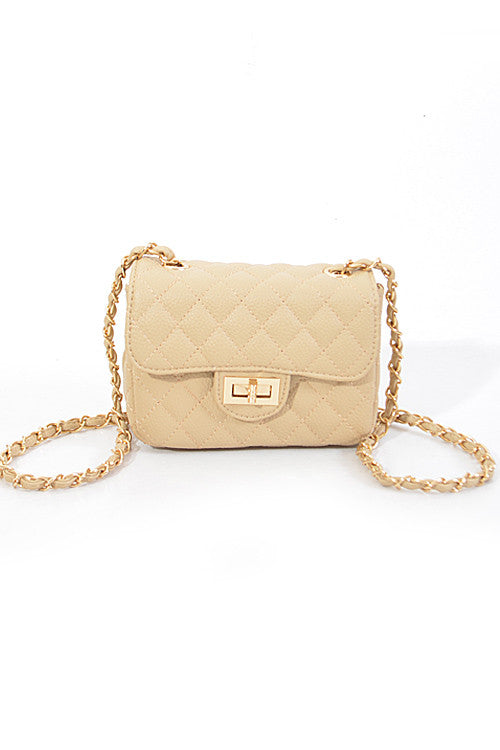 Fashion Beige Gold Clutch with Quilted Detail