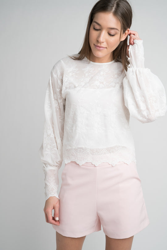 Elegant White Floral Lace Blouse