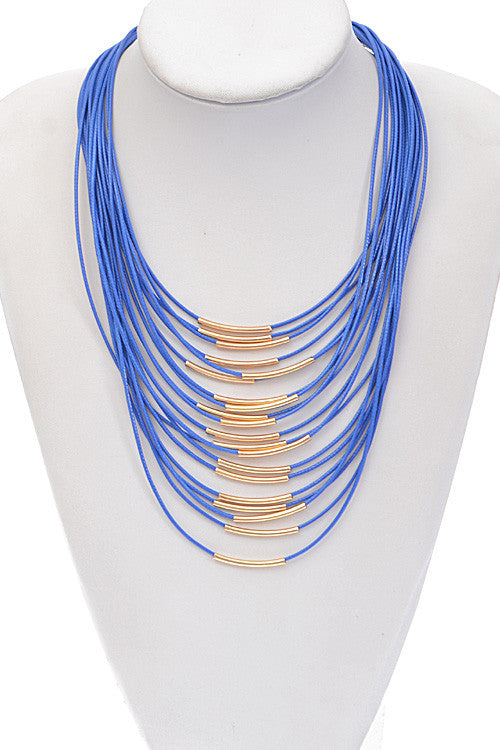 Fashion Blue Gold Rope Detail Necklace
