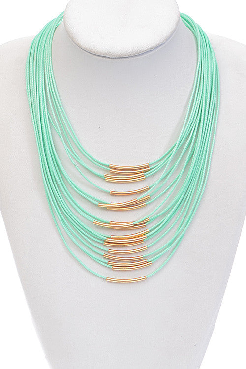 Fashion Mint Gold Rope Detail Necklace