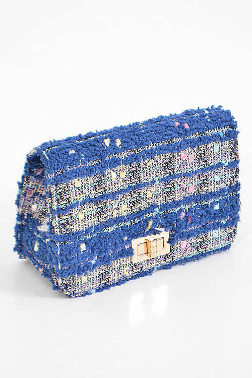 Fashion Blue Handbag with Stitched Detail