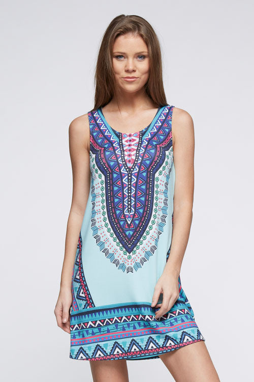 Tribal Geometric Mint Casual Dress