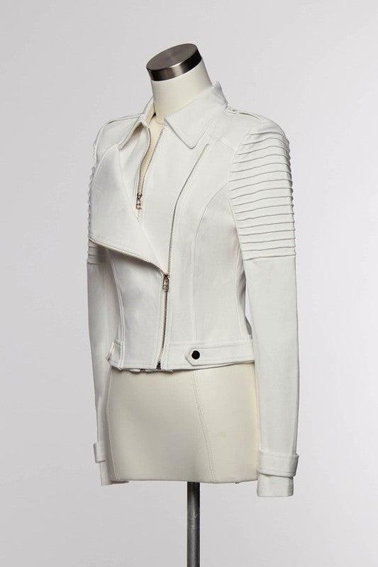 Fashion White Moto Jacket