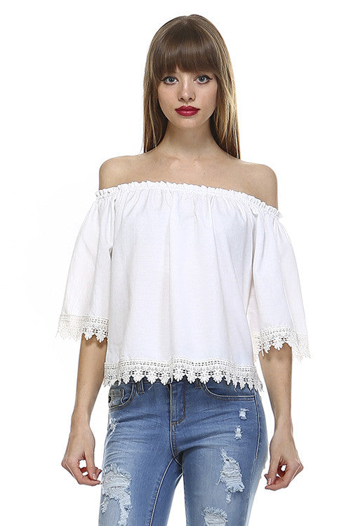 Off Shoulder Crochet White