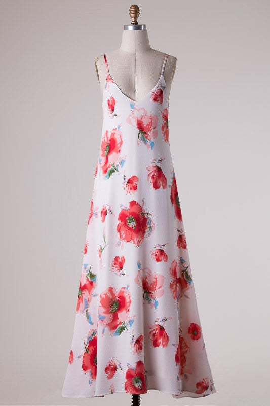Summer Crossed White Floral Maxi Dress