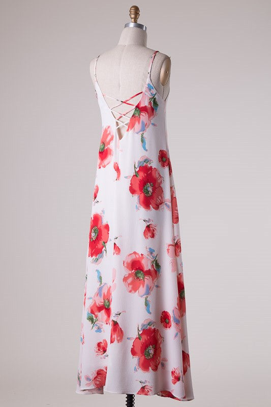 Summer Crossed White Floral Maxi Dress