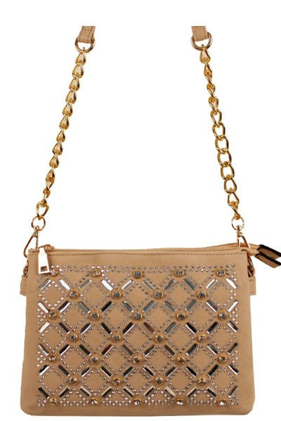 Fashion Crystal Glamour Beige Mini Bag