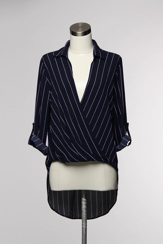 Fashion Navy White Crossed Shirt