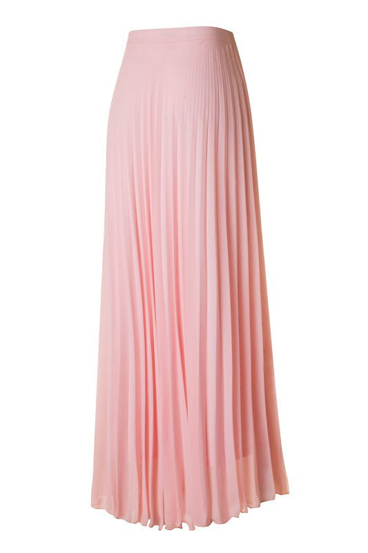 Elegant Blush Pleated Maxi Skirt