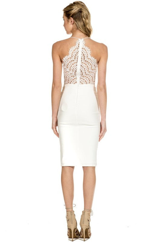 Elegant White Scallop Lace Dress
