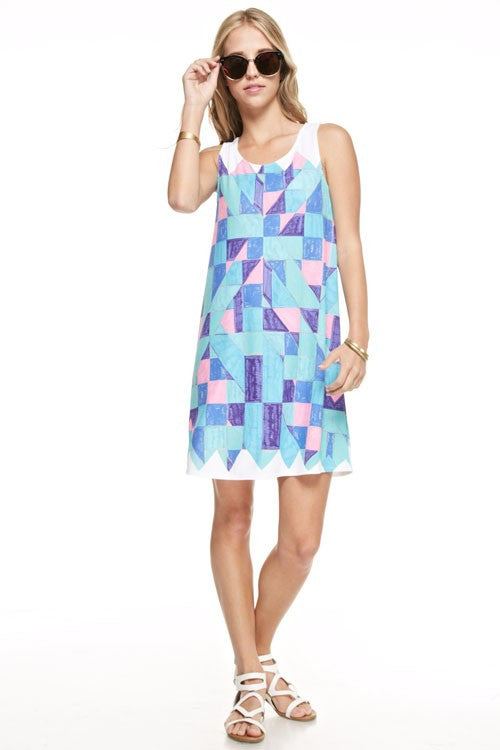 Geometric Blue Summer Dress