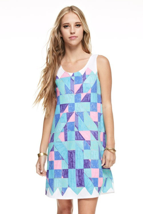 Geometric Blue Summer Dress