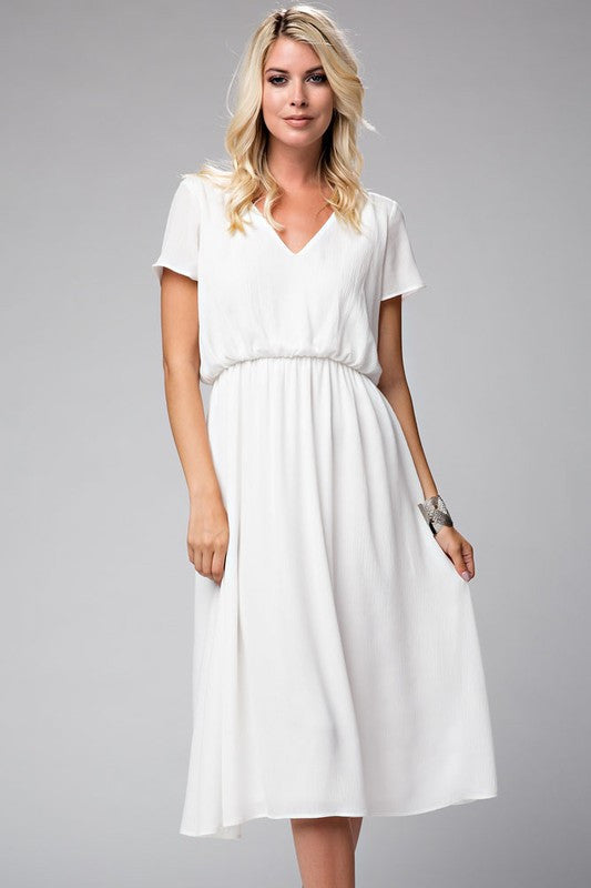 V-Neck Angel White Dress