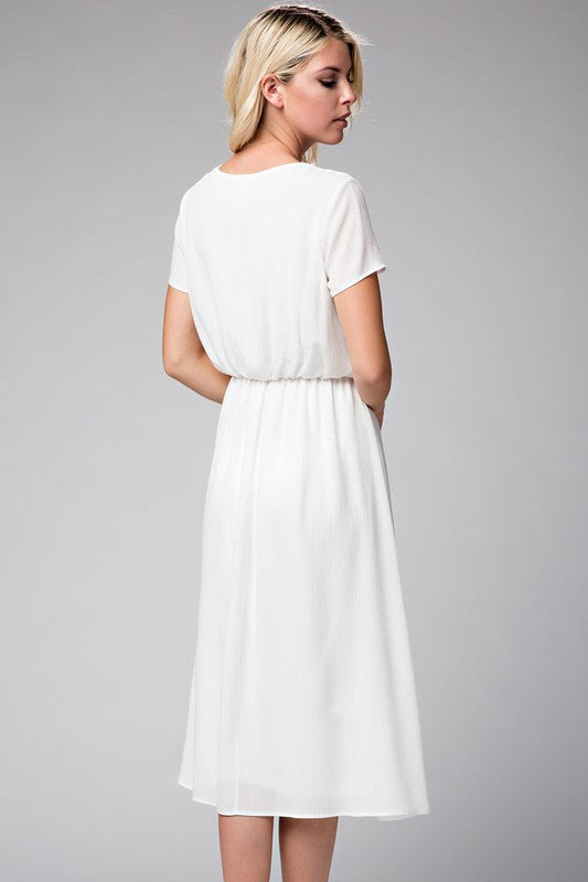 V-Neck Angel White Dress