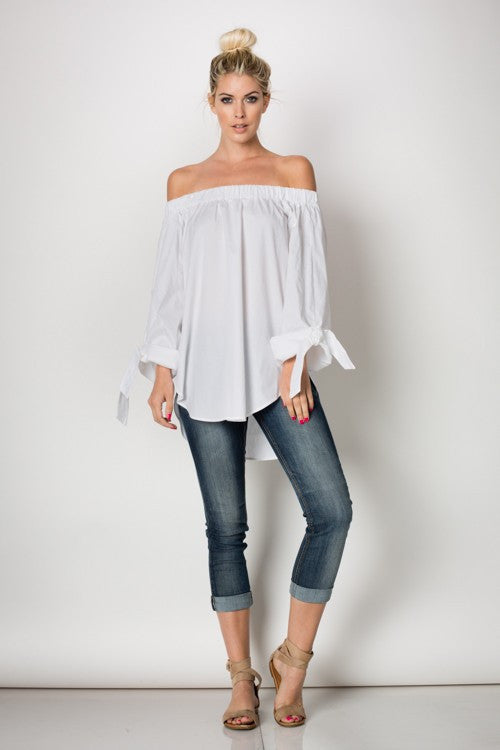 Resort Off The Shoulder White Tie Top