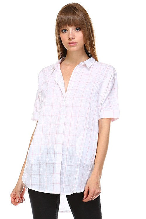 Casual Chic White Pink Shirt