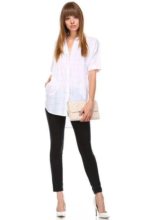 Casual Chic White Pink Shirt