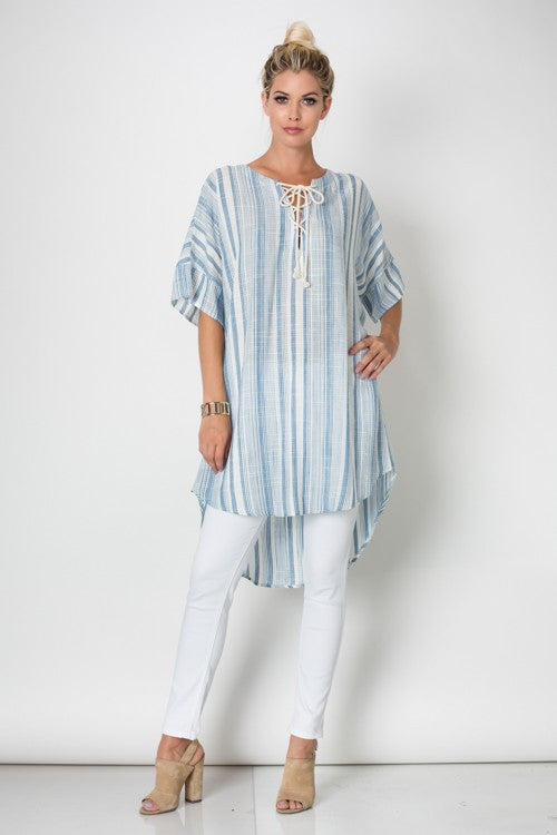 Resort Casual Blue Tunique Dress
