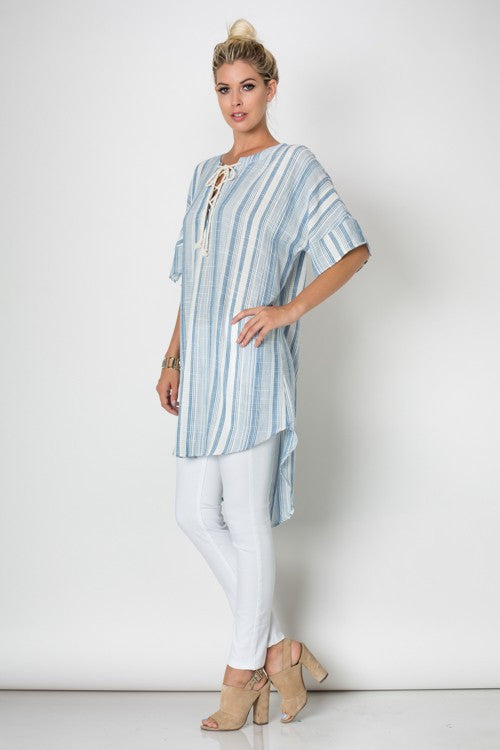 Resort Casual Blue Tunique Dress