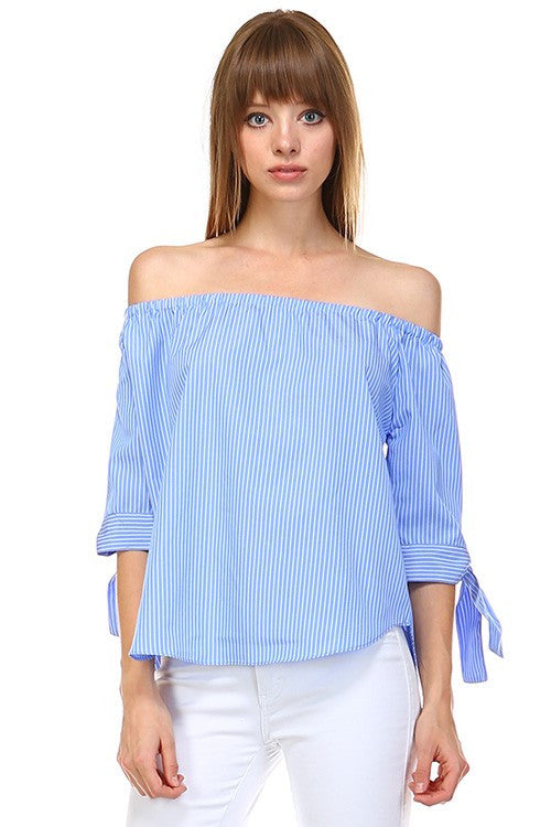 Summer Marine Style Off Shoulder Top