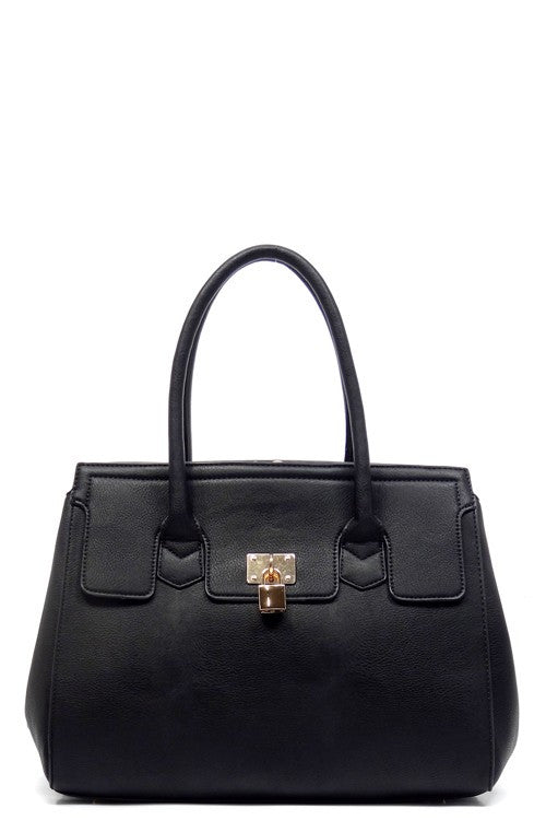 Fashion Black Padlock Top Handle Tote Bag