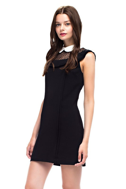 Elegant White Collar Black Lace Dress Elegant White Collar Black Lace Dress