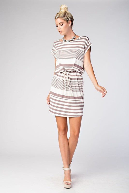 Casual Mocha Striped Summer Dress