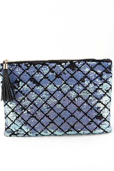 Fashion Sequence Geometric Blue Clutch
