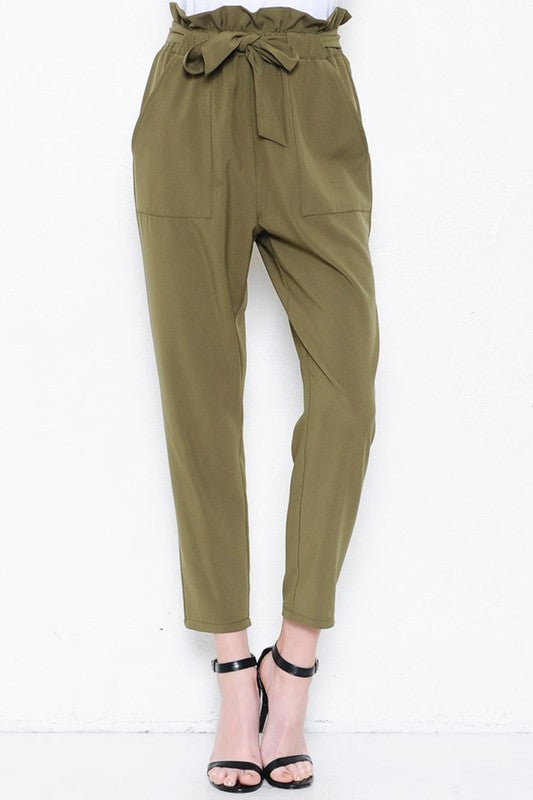 Elegant High Waisted Olive Pants