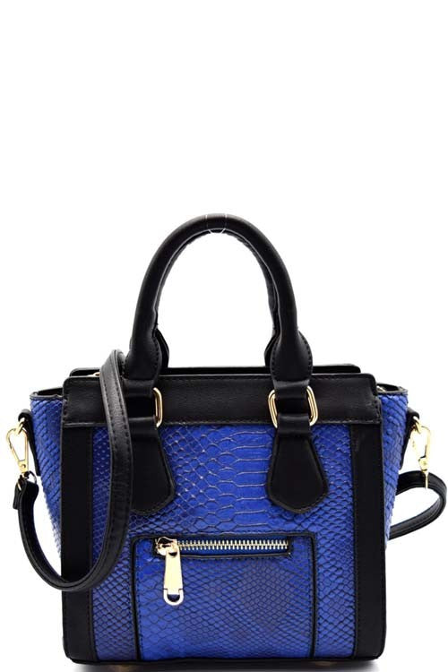 Fashion Animal Print Blue Wing Satchel Mini Bag with Front Zipper Pocket