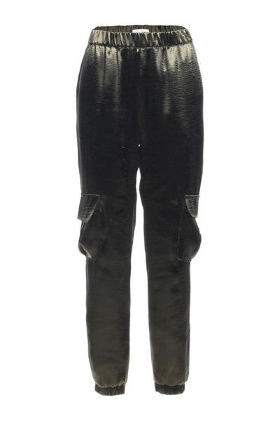 Elegant Silky Olive Cargo Pants