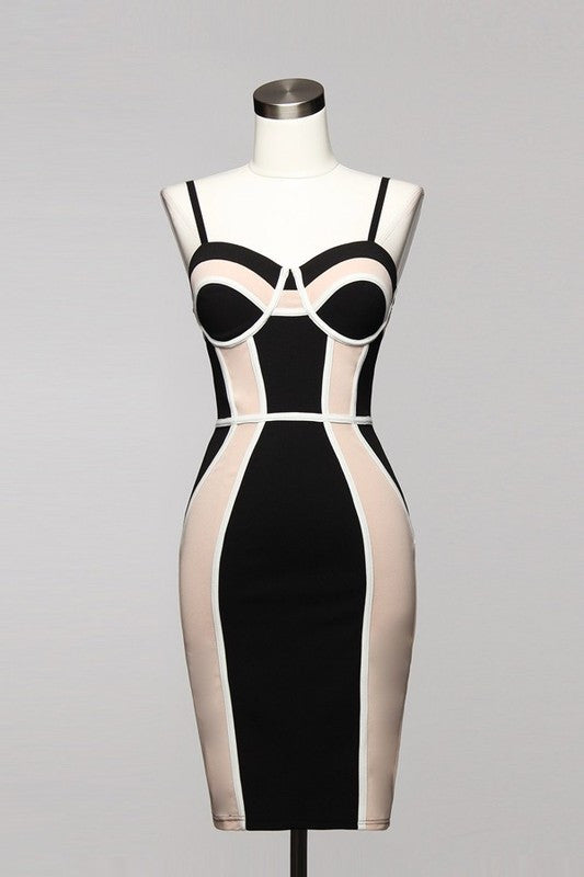 Fashion Contrast Geometric Dress