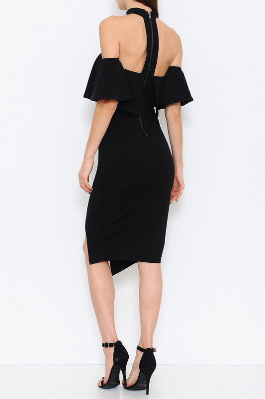 Elegant Black Choker Off Shoulder Dress Elegant Black Choker Off Shoulder Dress