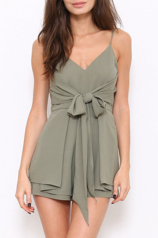 Elegant Olive Tie-Up Romper